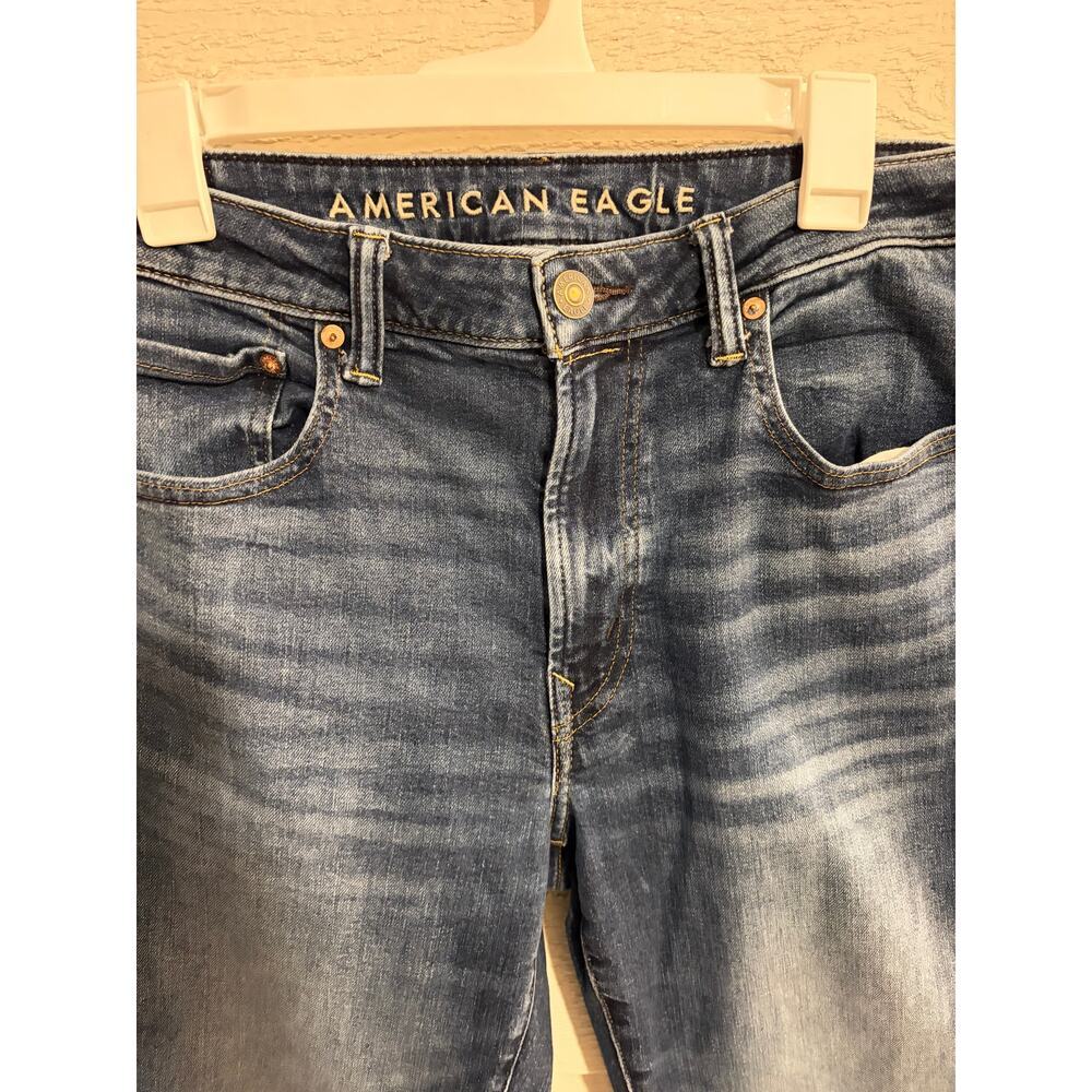 American Eagle Airflex+ Athletic Straight Jeans Medium Wash Stretch Denim 33x32 - Picture 4 of 10